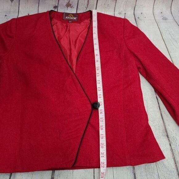 Vintage 90s Jordache Red Wool Jacket Blazer - Picture 9 of 15